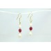 Gold Plated 925 Sterling Silver Earrings Natural Red Ruby Stone & Pearls 1.9"
